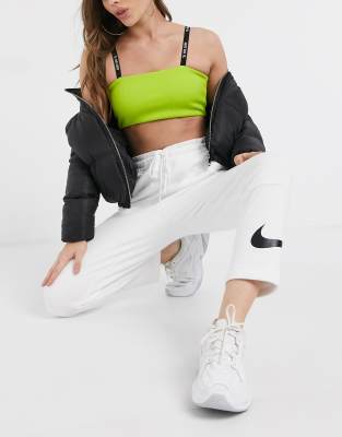 nike slim leg swoosh white joggers