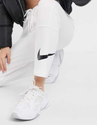 nike slim leg swoosh white joggers