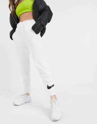 white slim leg joggers