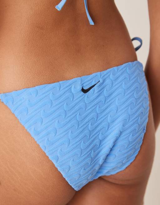 Nike - Slip bikini in spugna blu con laccetti, 2 di 4