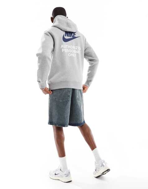 Nike small logo graphic hoodie in grey - view 1