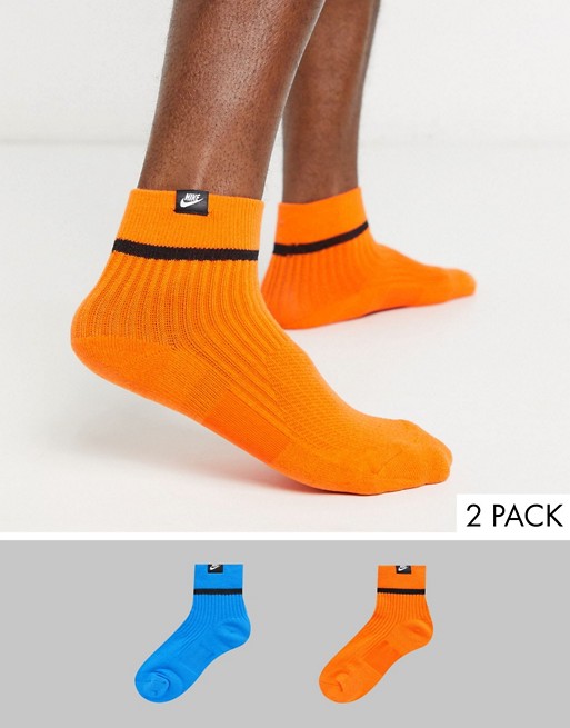 Nike Sneaker socks neon 2 pack in blue and orange