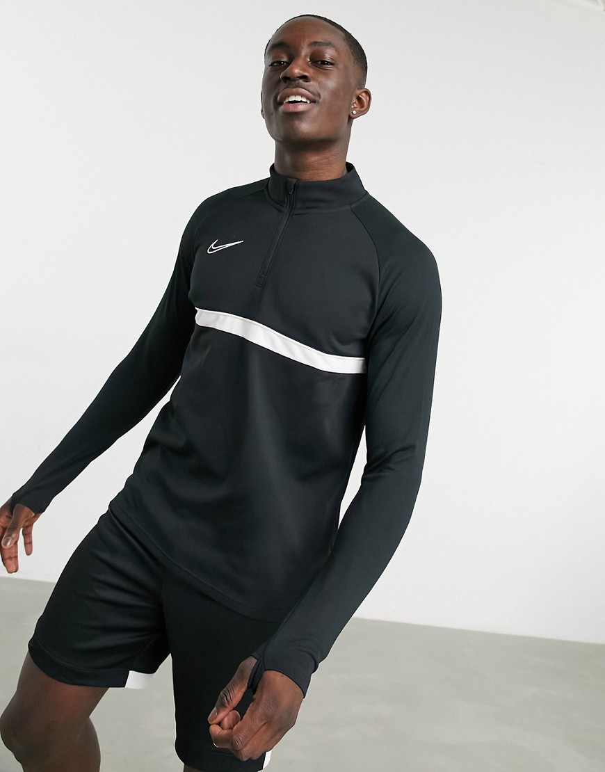 Nike Football Nike Soccer Academy Drill Quarter Zip Top In Black And White
