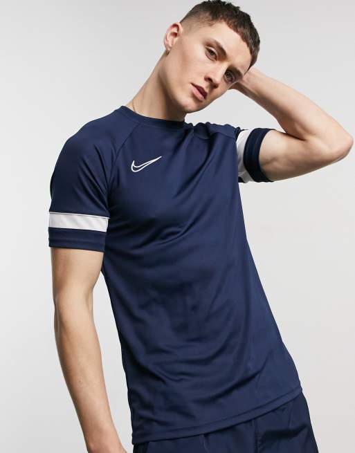 Nike Soccer academy t-shirt with chest stripe in navy