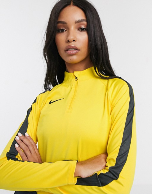 Nike Soccer dry academy long sleeve top in yellow | ASOS