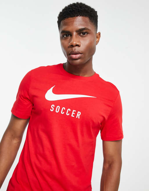 Red nike shirt store with white swoosh