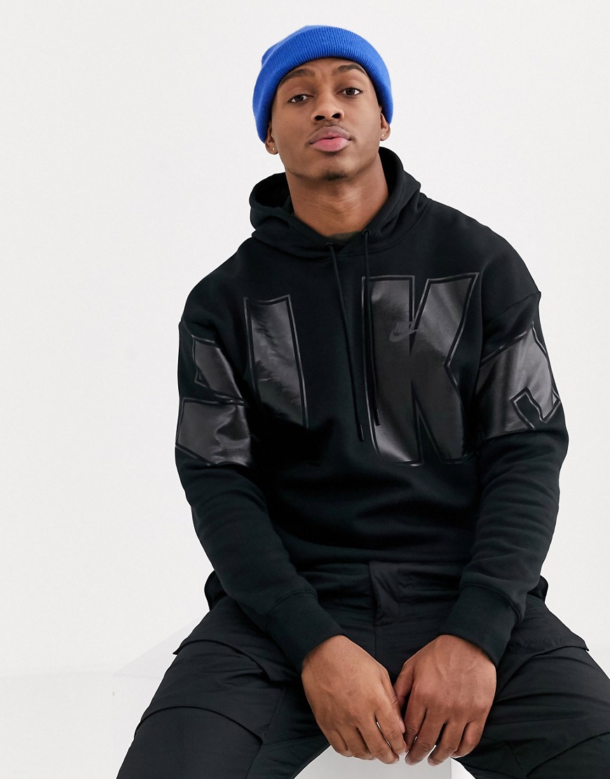 Nike - Social Currency - Felpa nera con cappuccio e logo-Nero