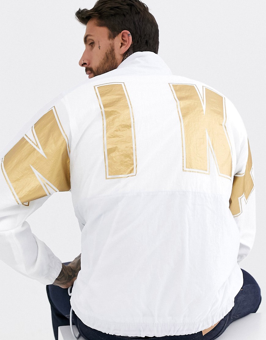 Nike Social Currency logo windbreaker jacket in white