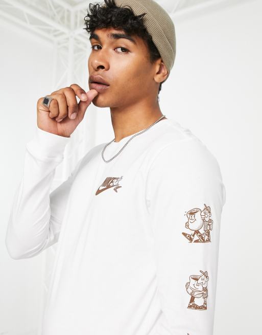 Nike Sole Cafe Better Together Langarmliges Unisex Shirt in WeiB mit Grafikprints