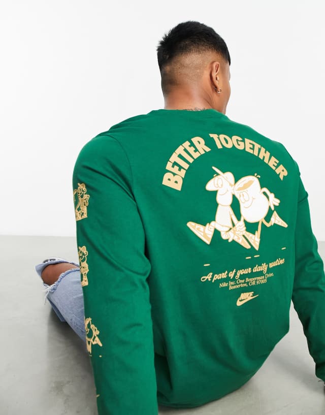 Nike 'sole cafe better together' long sleeve graphic t-shirt in gorge green