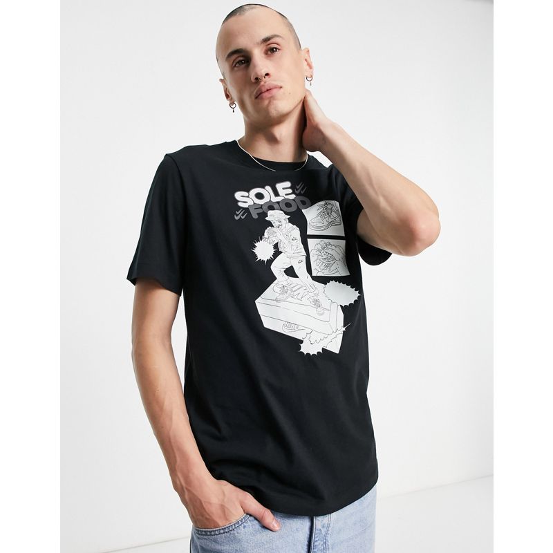 U54jl Top Nike - Sole Food - T-shirt nera con stampa sul petto