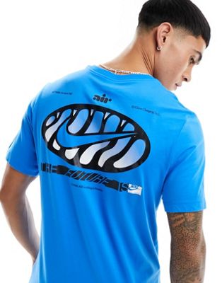 Nike sole rally back print t-shirt in blue