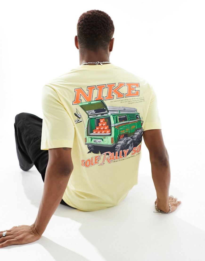 Nike sole rally back print t-shirt in yellow