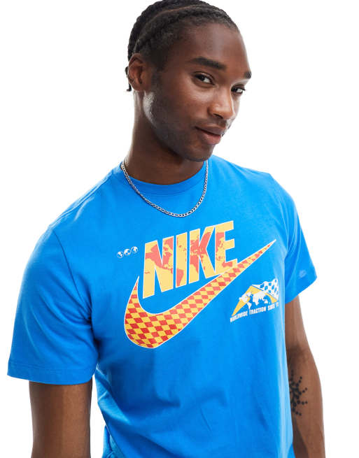 Nike sole rally futura logo t shirt in blue ASOS