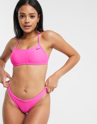 nike women's solid racerback bikini top set