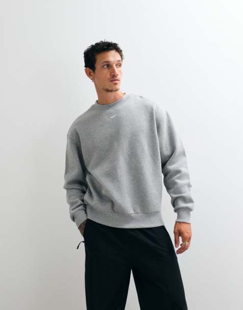 Nike Solo central swoosh logo oversized fleece sweatshirt in grey - view 1
