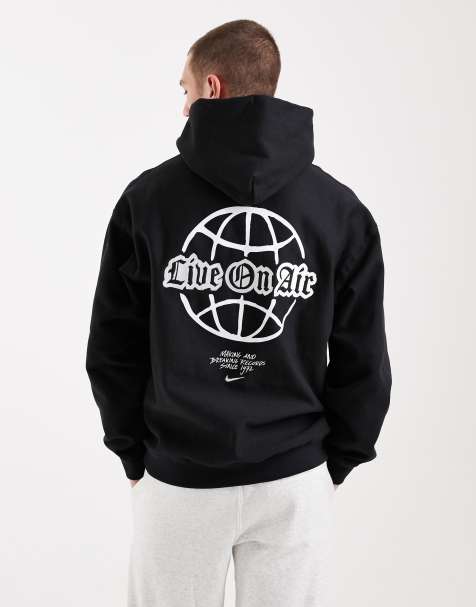 Nike – Solo – Czarna bluza z kapturem i grafiką z logo Swoosh na plecach - view 1