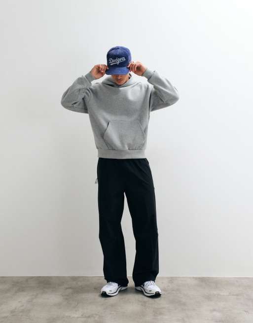 Nike - Solo - Felpa oversize con cappuccio in pile grigio con logo centrale, 5 di 5