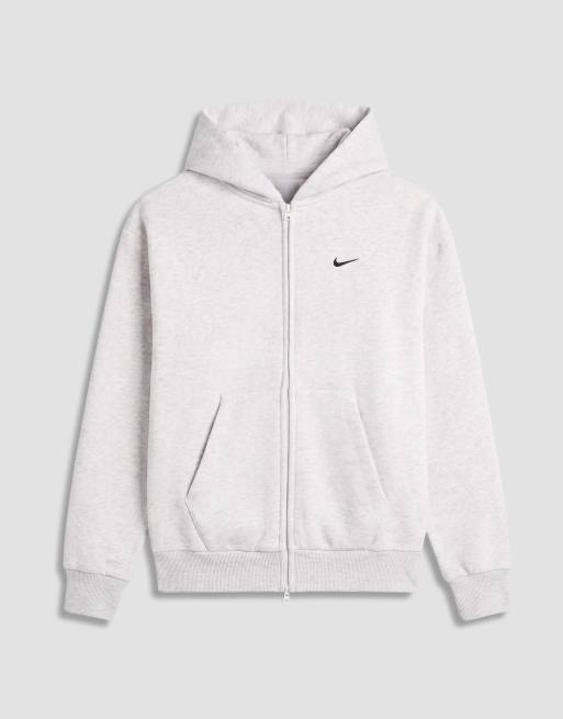 Nike Solo Fleece oversized double zip fleece hoodie in light grey, 6 of 9