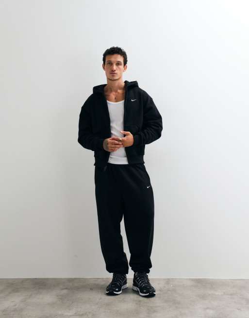 Nike Solo Fleece oversized double zip hoodie in black, 3 of 5
