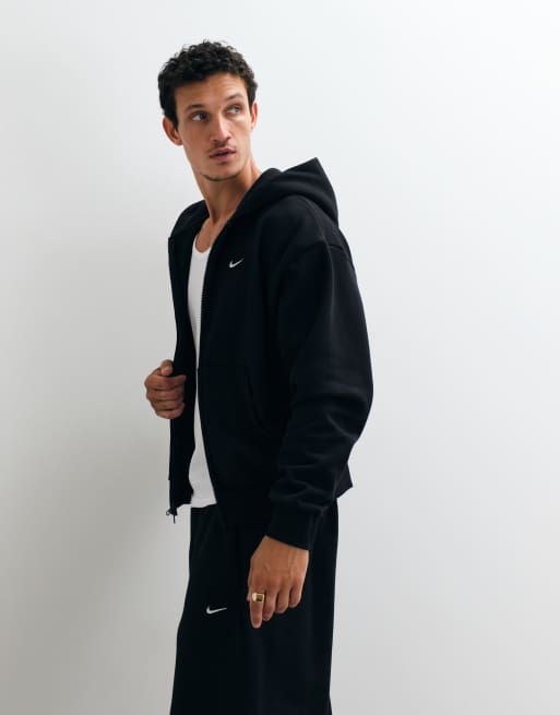 Nike Solo Fleece oversized double zip hoodie in black, 4 of 5