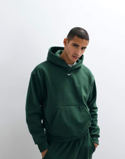 Nike Solo Fleece oversized fleece hoodie in dark green - view 1