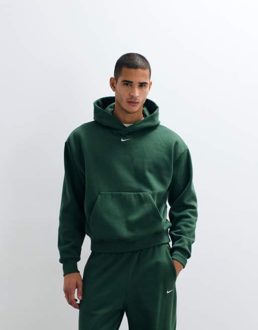 Nike Solo Fleece oversized fleece hoodie in dark green, 4 of 5
