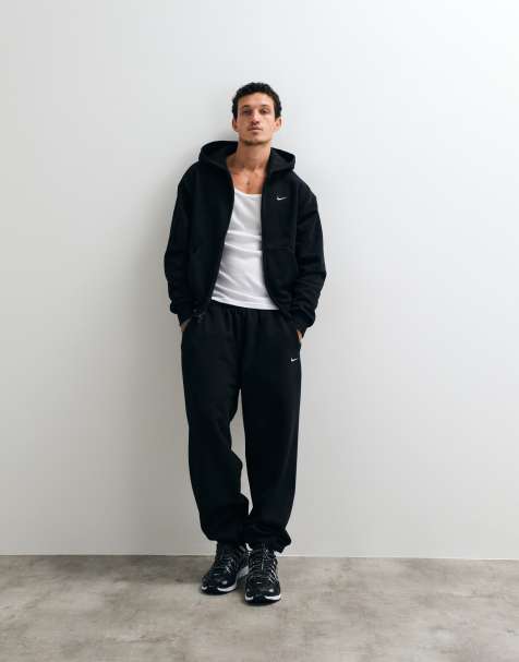 Nike Solo Fleece straight leg cuff joggers in black - view 1
