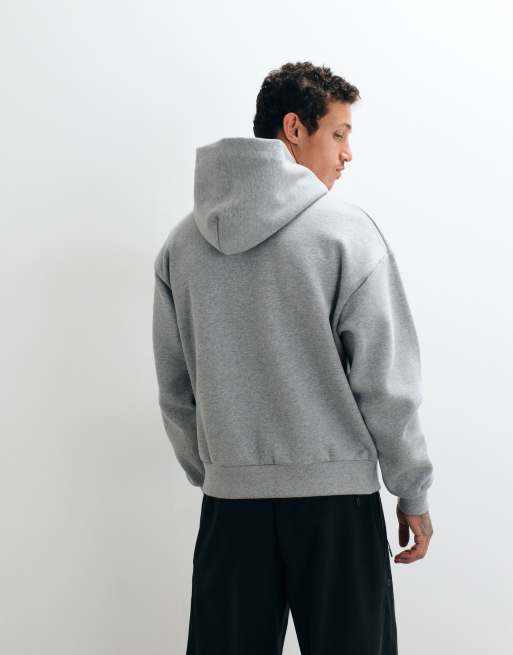 Nike – Solo – Grå huvtröja i fleece och oversize med centrerad swoosh-logga, 4 av 5