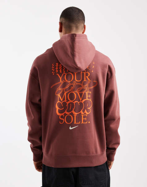 Nike – Solo – Kapuzenpullover in Braun mit grafischem Swoosh-Logoprint - view 1
