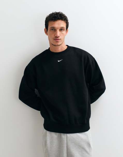 Nike - Solo - Sudadera negra extragrande con logo en el centro de felpa - view 1