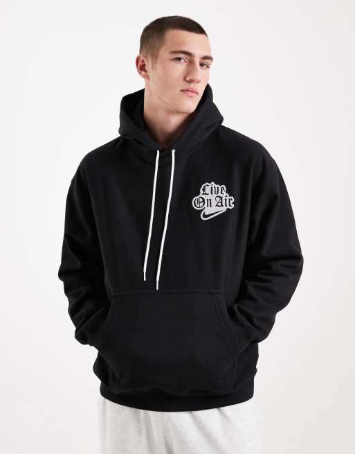 Nike - Solo Swoosh - Felpa nera con cappuccio e stampa del logo sul retro, 3 di 5