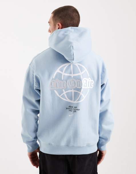 Nike Solo Swoosh graphic back print hoodie in light blue - view 1