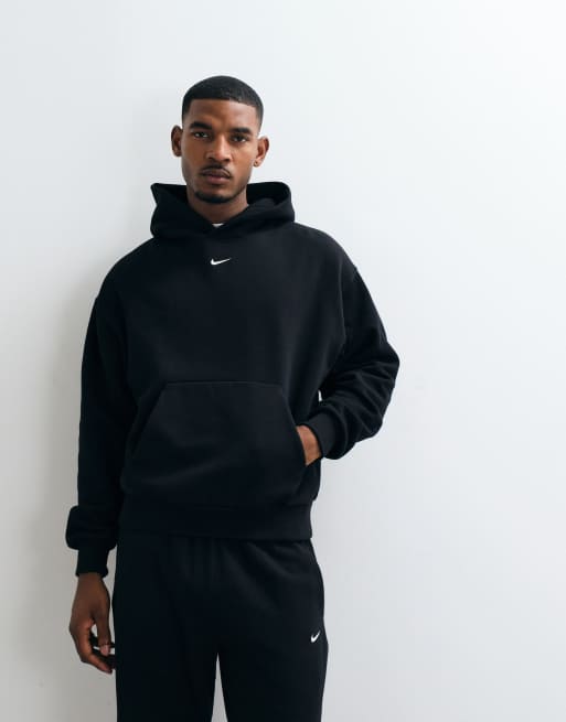 Nike Solo zentraler Swoosh-Logo Oversize-Fleece-Kapuzenpullover in Schwarz, 5 von 5