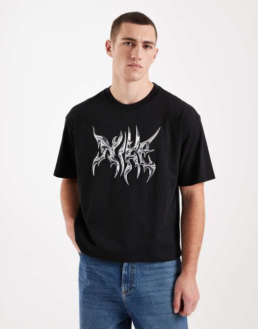 Nike - Sort oversized T-shirt med grafisk print og firkantet pasform