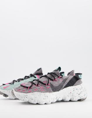 nike space hippie trainers in grey multi