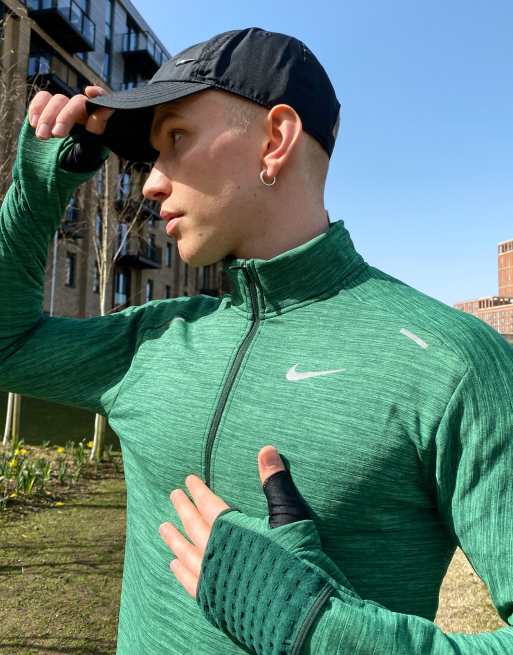 Nike – Sphere – Langärmliges Oberteil mit halblangem Reißverschluss in Grün