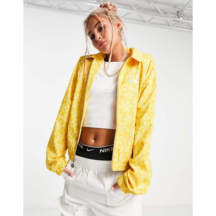 Nike Sport Daisy woven full-zip floral print jacket in mustard | ASOS