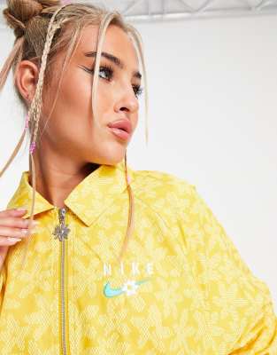 Nike Sport Daisy woven full-zip floral print jacket in mustard | ASOS