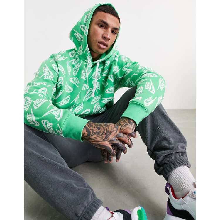 Green nike hoodie 2025 with checks all over