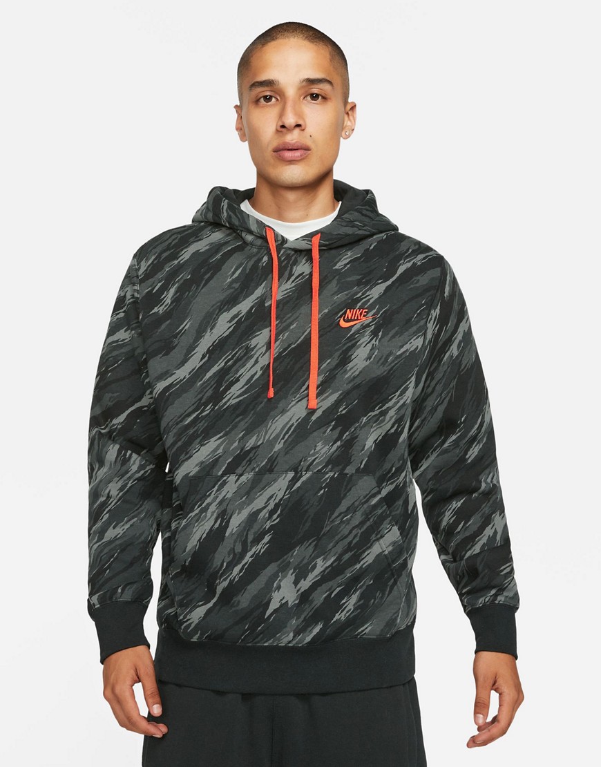 Nike Sport Essentials Camo Print Fleece Hoodie In Black Suit 11