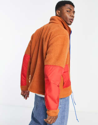 Nike Sport Essentials full-zip sherpa fleece jacket in brown | ASOS