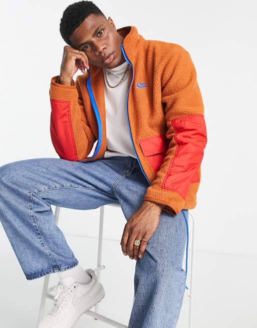 Nike orange sherpa discount fleece pullover jacket