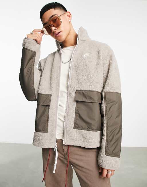 Nike Sport Essentials full-zip sherpa fleece jacket gray ASOS