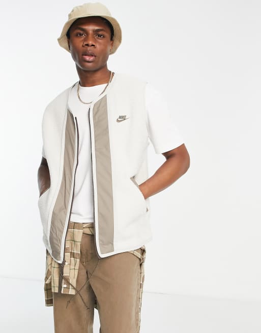 Nike Sport Essentials full zip sherpa fleece vest in cream ASOS