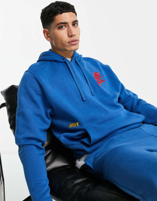 Nike – Sport Essentials Multi Futura – Kapuzenpullover aus Fleece in Marineblau mit Logo