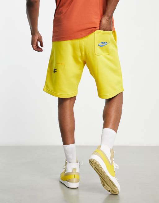 Nike fleece shorts sales yellow