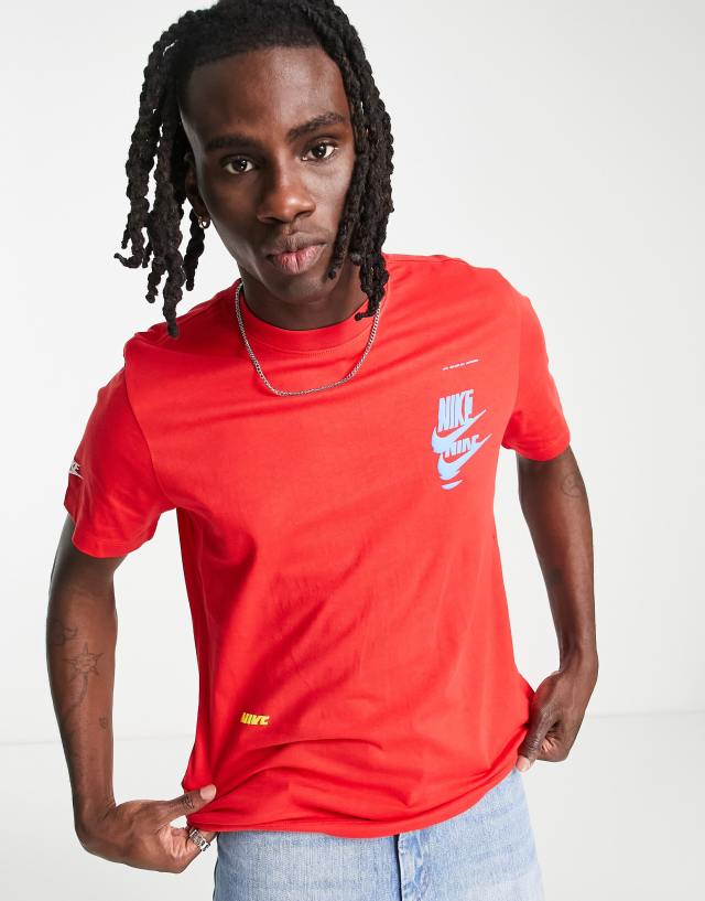 Nike Sport Essentials multi-futura logo t-shirt in red