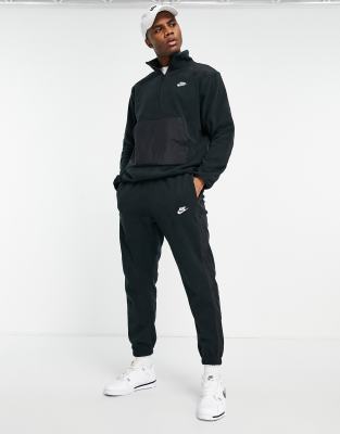 nike sport essentials polar fleece cuffed sweatpants in gray