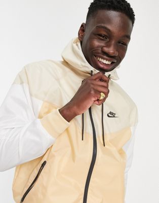 Nike Sport Essentials lightweight woven windrunner jacket in stone and white - STONE